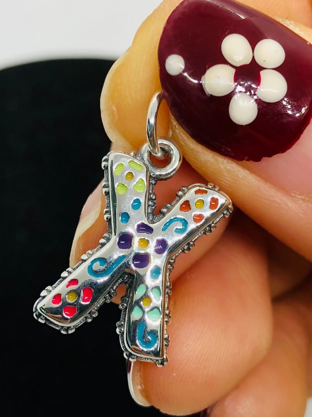James Avery Enamel Consuela Floral Initial Charm Letter X Dangle Charm
